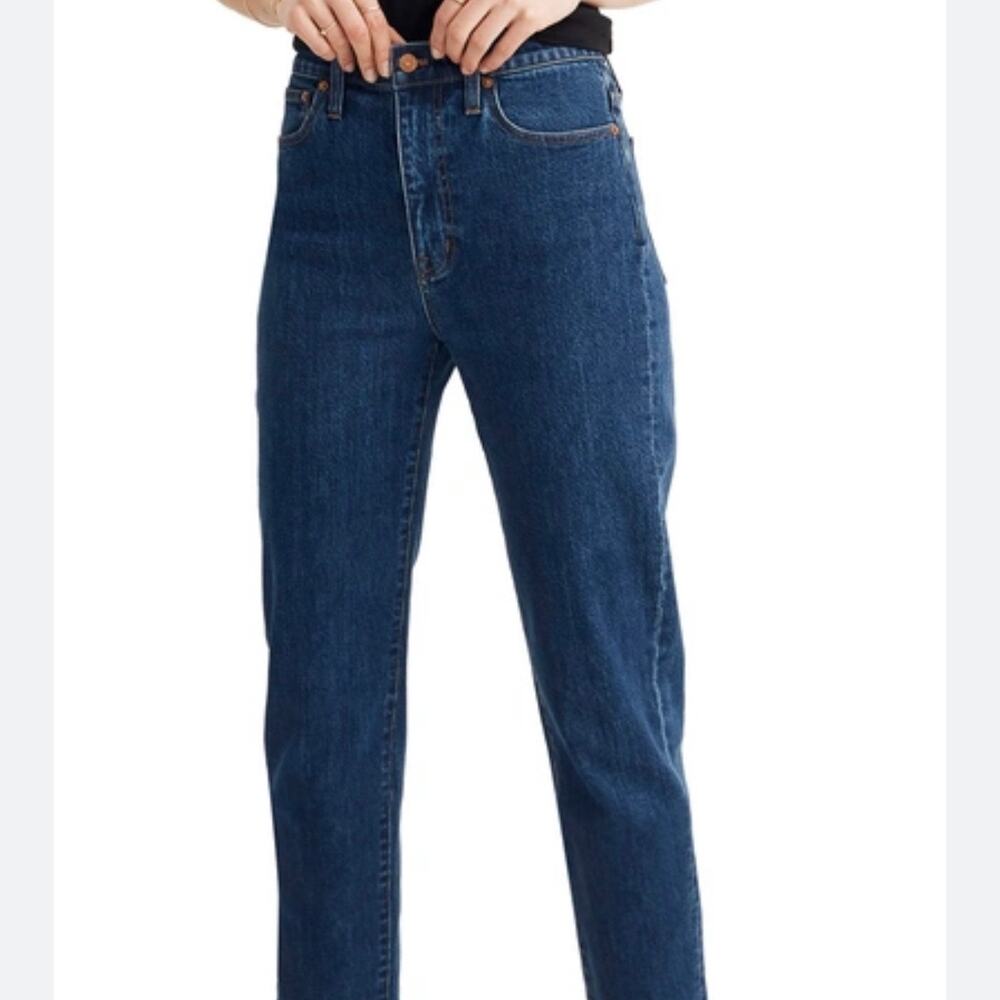 Madewell High Rise Tapered Crop Dark Wash Jeans - Picture 2 of 9